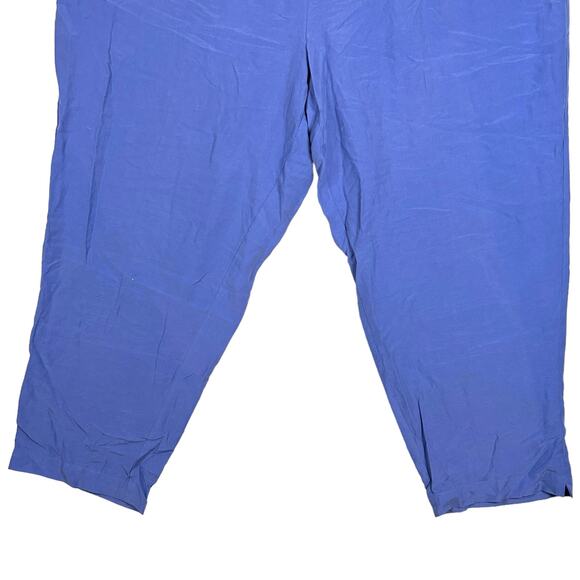 Maggie Barnes Size 28W Pull On Ankle Pant Silk Linen Cropped Casual Coastal Blue - Picture 3 of 9